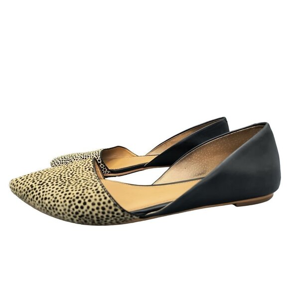 J. Crew Zoe Calf Hair Leather D’Orsay‎ Flats in Black/Tan, Size 9 - Picture 4 of 7